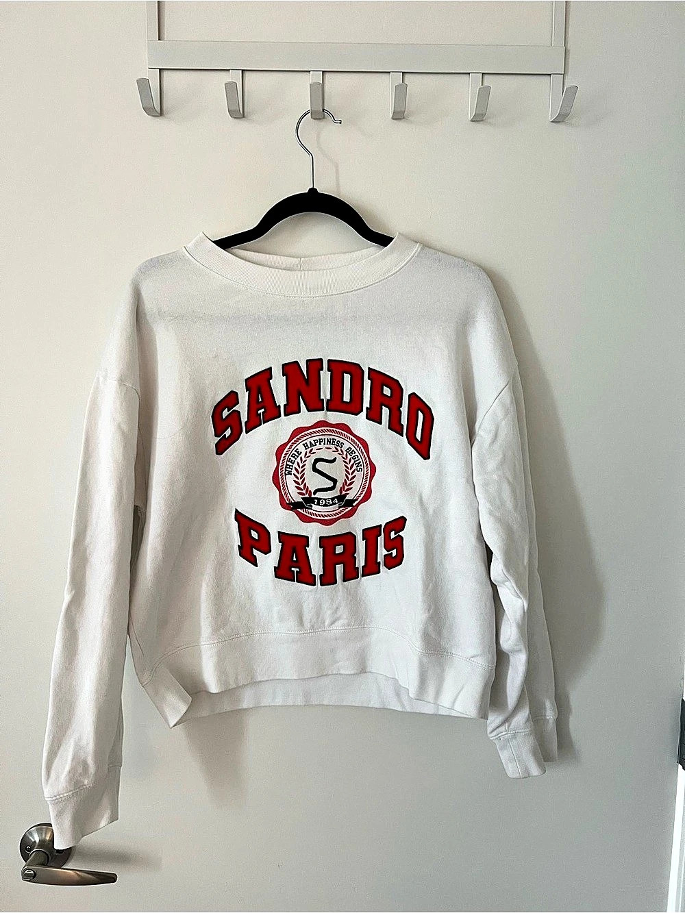 Sandro Where Happiness Begins Collegiate Sweatshirt White